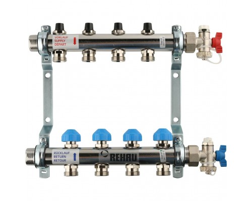 REHAU  Распределительный коллектор HKV на 4 контура (нерж .сталь)
