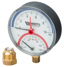 Watts  F+R828 Термоманометр радиальный 10х1/2" DN 80 (0-10 бар)