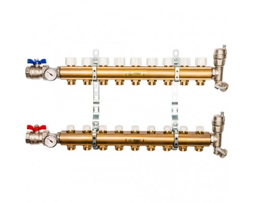 STOUT  Распределительный коллектор из латуни без расходомеров 9 вых.