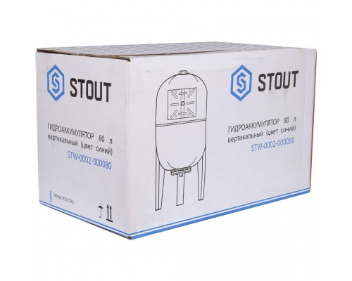 STOUT STW-0002 Расширительный бак, гидроаккумулятор 80 л. вертикальный (цвет синий)