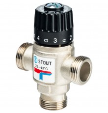 STOUT  Термостатический смесительный клапан для систем отопления и ГВС 3/4"  НР   20-43°С KV 1,6 SVM-0020-164320