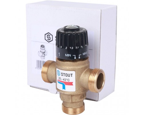 STOUT  Термостатический смесительный клапан для систем отопления и ГВС 3/4"  НР   20-43°С KV 1,6 SVM-0120-164320