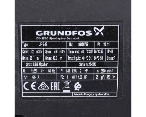 Grundfos  Насос JP 5-48 1x230V 50Hz 1,5m SCHUKO HU