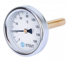 STOUT SIM-002 Термометр биметаллический с погружной гильзой. Корпус Dn 63 мм, гильза 75 мм 1/ 2", 0...160°С