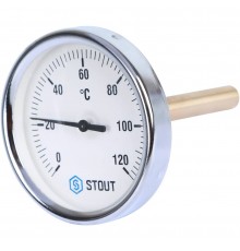 STOUT SIM-0001 Термометр биметаллический с погружной гильзой. Корпус Dn 80 мм, гильза 100 мм 1/2", 0...120°С