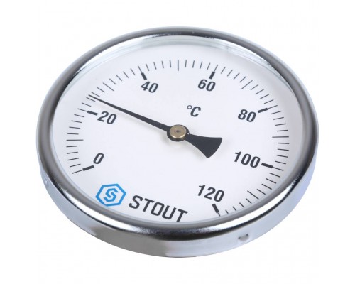 STOUT SIM-0001 Термометр биметаллический с погружной гильзой. Корпус Dn 100 мм, гильза 100 мм 1/2", 0...120°С