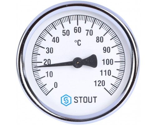 STOUT SIM-0004 Термометр биметаллический накладной с пружиной. Корпус Dn 80 мм, 0...120°С, 1"-2"