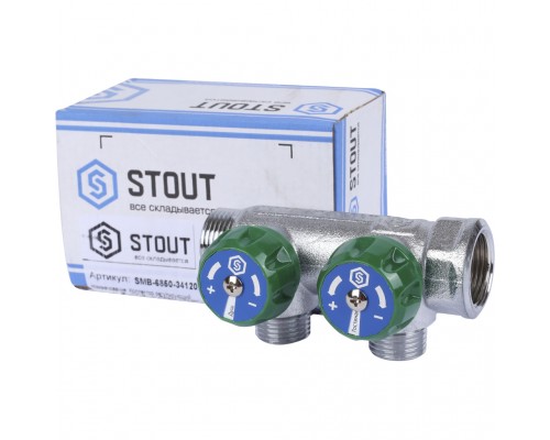 STOUT  SMB-6850-341202 STOUT Коллектор регулирующий 3/4", 2 отвода 1/2"