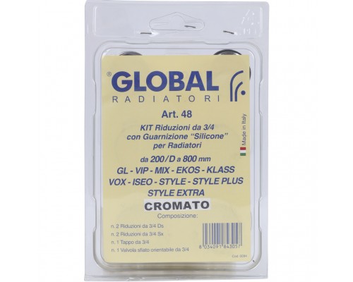 Global  011048 CHROME Global KIT 3/4 Присоединительный набор для радиатора (цвет хром.))