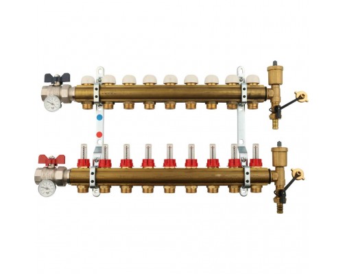 TIEMME  1х3/4 ЕК Коллектор в сборе с расходомерами на 9 выходов