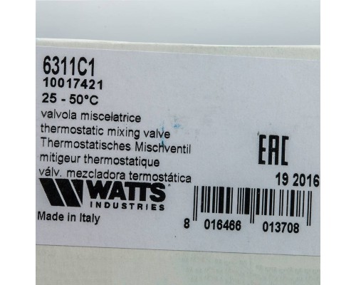 Watts  Термостатический смеситель 1'' BH AQUAMIX (25-50*C)