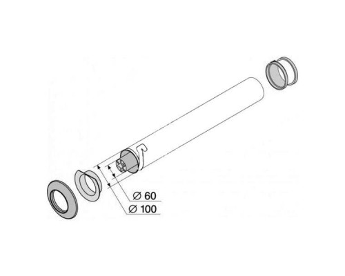 PROTHERM  Соосная труба DN 60/100 мм - 0.5м T1D-500