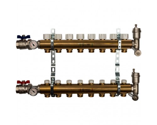 STOUT  Распределительный коллектор из латуни без расходомеров 8 вых.