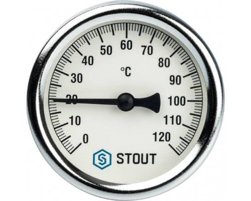 STOUT SIM-0001 Термометр биметаллический с погружной гильзой. Корпус Dn 63 мм, гильза 75 мм 1/2", 0...120°С