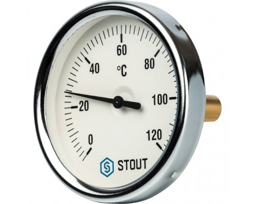 STOUT SIM-0001 Термометр биметаллический с погружной гильзой. Корпус Dn 80 мм, гильза 50 мм 1/2", 0...120°С