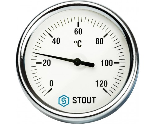 STOUT SIM-0001 Термометр биметаллический с погружной гильзой. Корпус Dn 80 мм, гильза 50 мм 1/2", 0...120°С