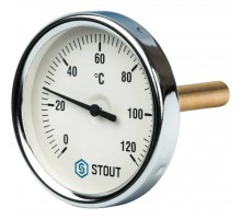 STOUT SIM-0001 Термометр биметаллический с погружной гильзой. Корпус Dn 80 мм, гильза 75 мм 1/2", 0...120°С
