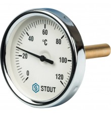 STOUT SIM-0001 Термометр биметаллический с погружной гильзой. Корпус Dn 80 мм, гильза 75 мм 1/2", 0...120°С