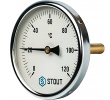 STOUT SIM-0001 Термометр биметаллический с погружной гильзой. Корпус Dn 100 мм, гильза 75 мм 1/2", 0...120°С