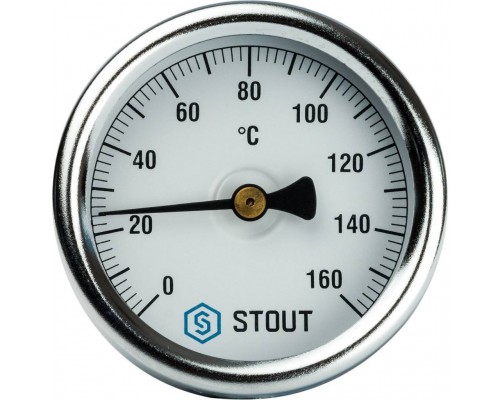 STOUT SIM-0002 Термометр биметаллический с погружной гильзой. Корпус Dn 63 мм, гильза 50 мм 1/ 2", 0...160°С