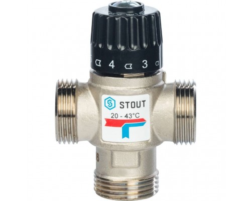 STOUT  Термостатический смесительный клапан для систем отопления и ГВС. G1 НР    20-43°С KV 1,6