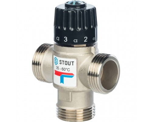STOUT  Термостатический смесительный клапан для систем отопления и ГВС 1" НР   35-60°С KV 1,6