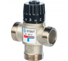 STOUT Термостатический смесительный клапан для систем отопления и ГВС 1" НР 35-60°С KV 2,5