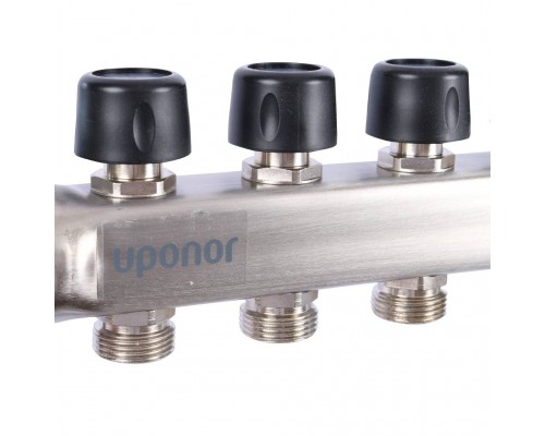 Uponor Smart S коллектор с клапанами стальной, выходы 4X3/4" евроконус