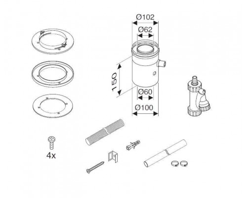 Bosch  Вертикальный элемент для отвода конденсата DN60/100