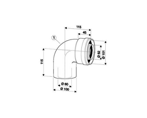 Bosch  Угловое колено  с рев. отв. DN60/100 90гр